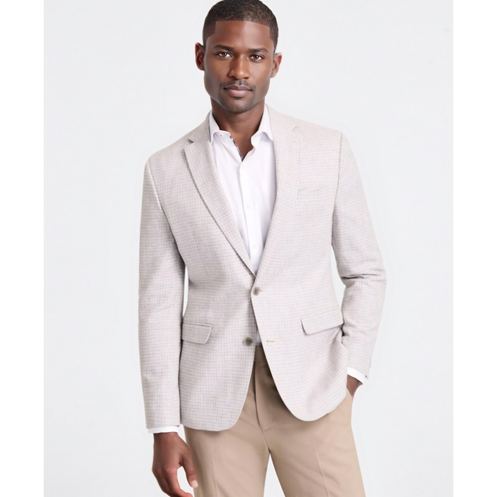 bar III Sport Coat Men 36S Natural Gray Plaid Slim Fit Quiet Luxury Polished NWT